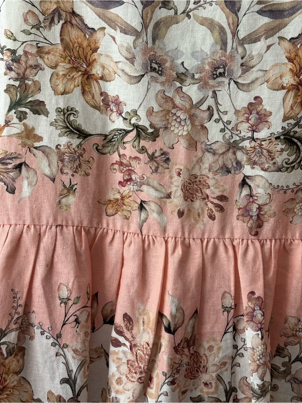 House of Harlow 1960 Floral Linen Blend Maxi Skirt Peach Pink M - Picture 4 of 8